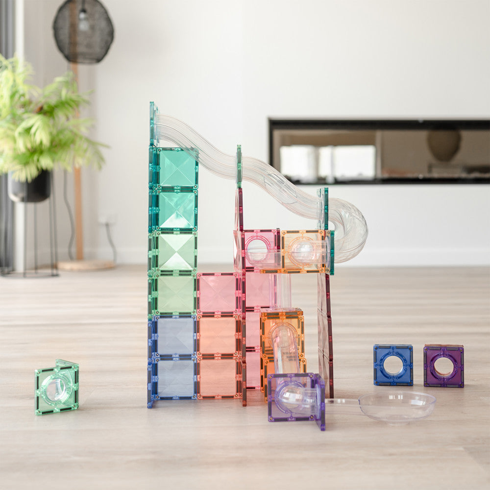 Connetix Magnetic Tiles 80-Piece Pastel Ball Run Expansion Set