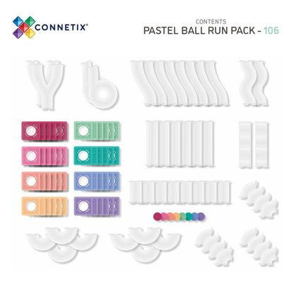 Connetix Pastel Ball Run Pack Magnetic Tiles, 106 Pieces