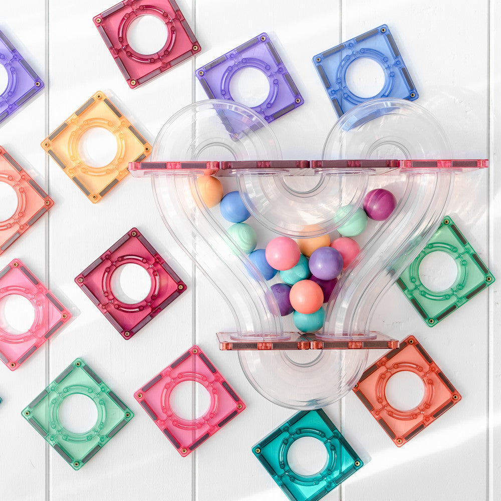 Connetix Pastel Ball Run Pack Magnetic Tiles, 106 Pieces