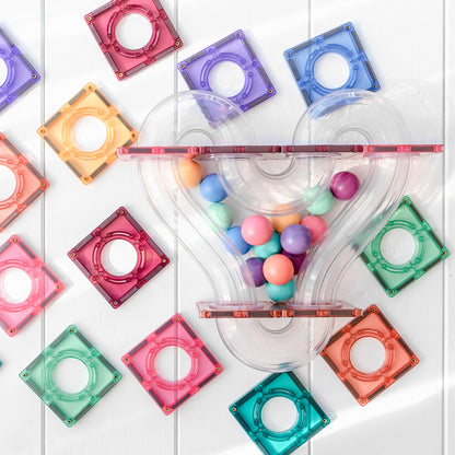 Connetix Pastel Ball Run Pack Magnetic Tiles, 106 Pieces