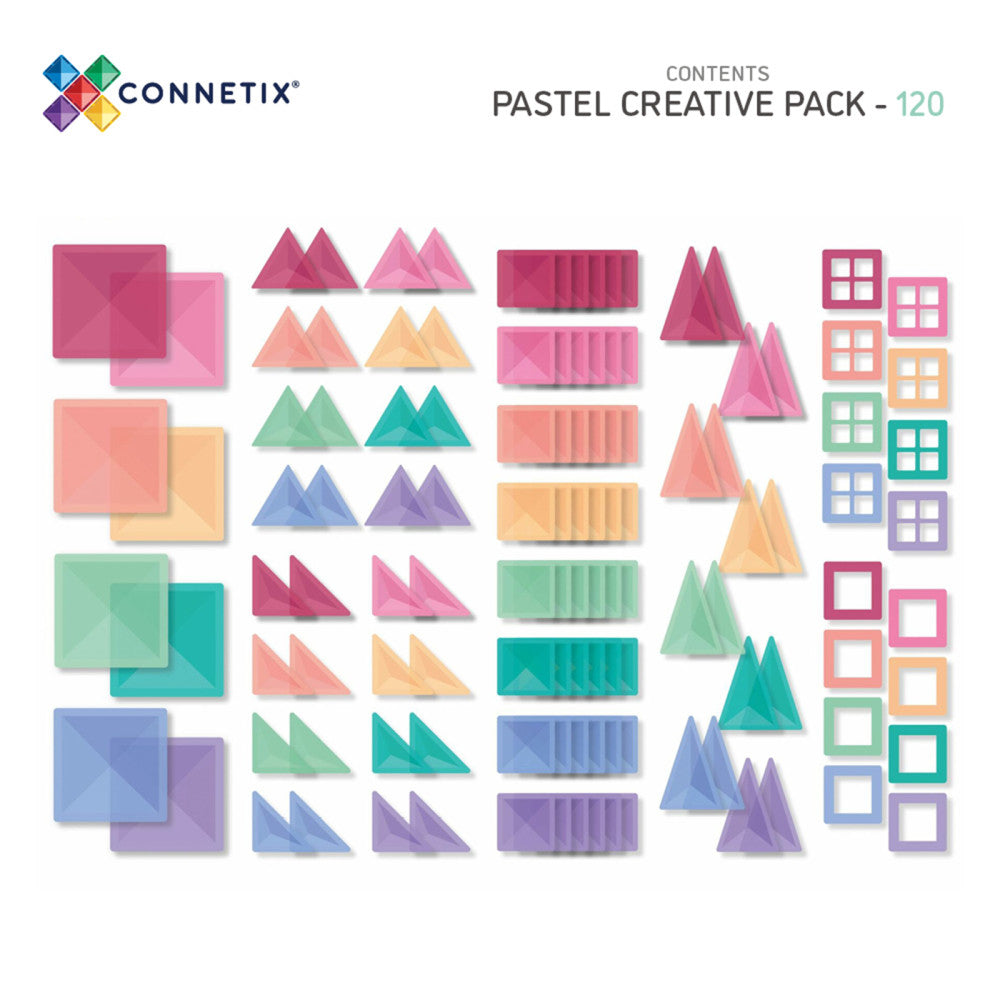 CONNETIX Pastel Creative Pack 120ピース Connetix Magnetic Tiles Pastel Creative Pack - 120-Piece Set for