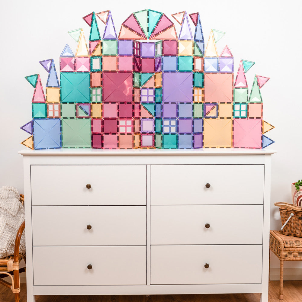 Connetix Magnetic Tiles Pastel Creative Pack - 120-Piece Set for