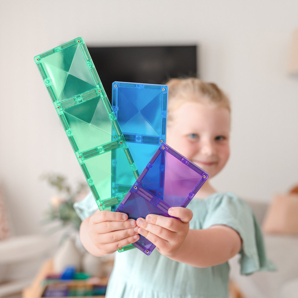 Connetix Magnetic Tiles Rainbow Rectangle Pack - 18 Piece Set