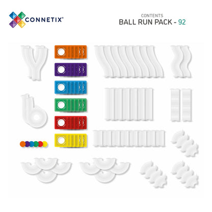 Connetix Magnetic Tiles 92-Piece Rainbow Ball Run Pack - Multicolor