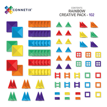 Connetix Magnetic Tiles Rainbow Creative Pack - 102 Pieces