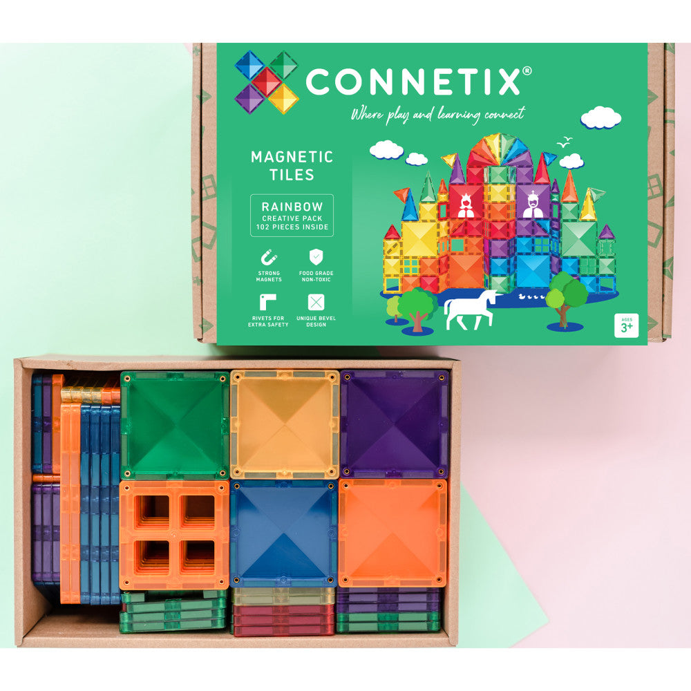 Connetix Magnetic Tiles Rainbow Creative Pack - 102 Pieces