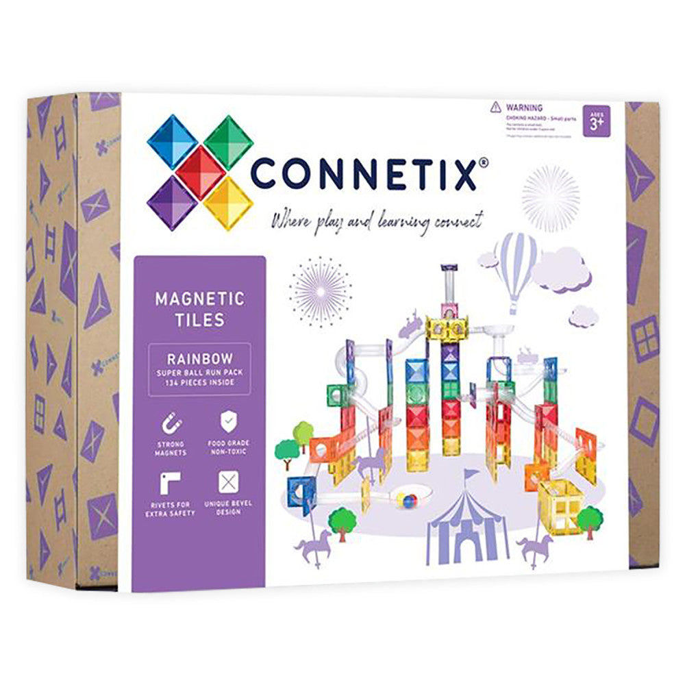 Connetix Magnetic Tiles 134-Piece Super Ball Run Pack
