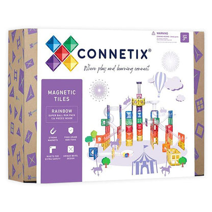 Connetix Magnetic Tiles 134-Piece Super Ball Run Pack