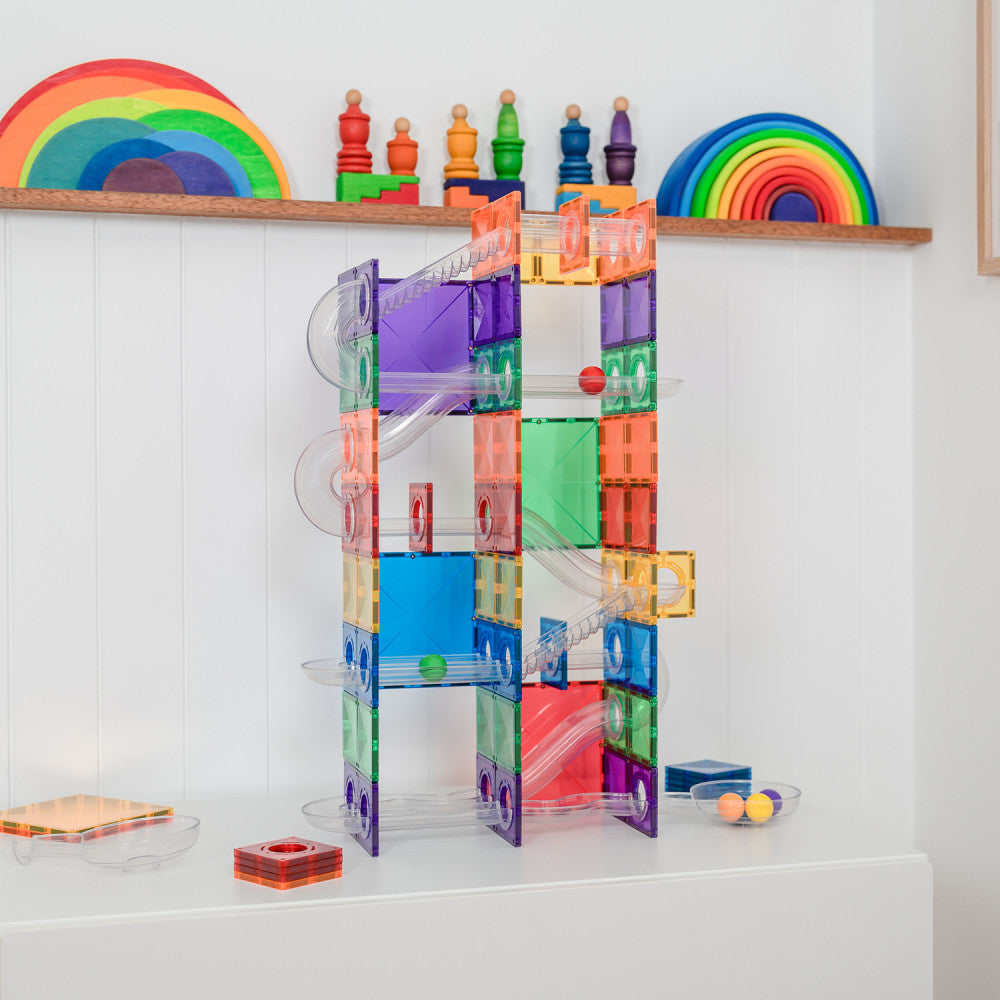 Connetix Magnetic Tiles 134-Piece Super Ball Run Pack