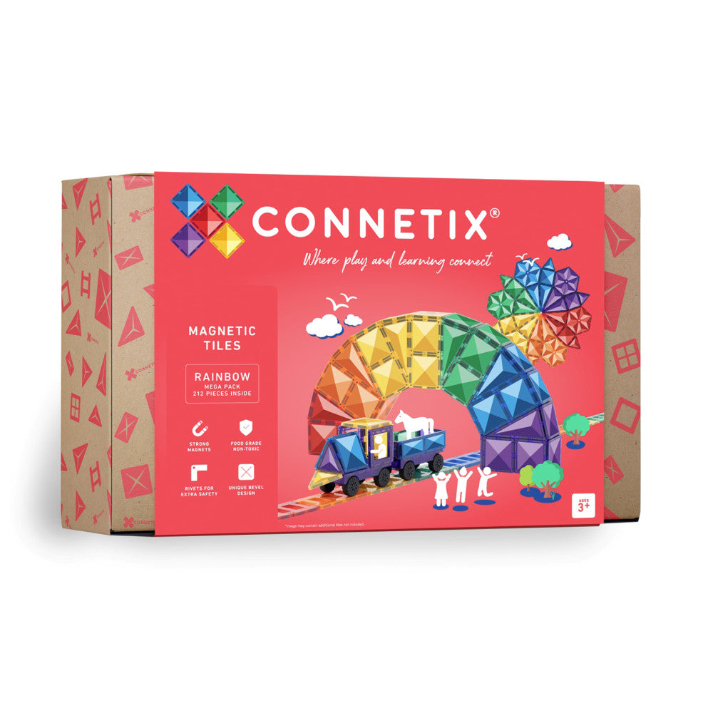 Connetix Rainbow Mega Pack Magnetic Tiles, 212 Pieces