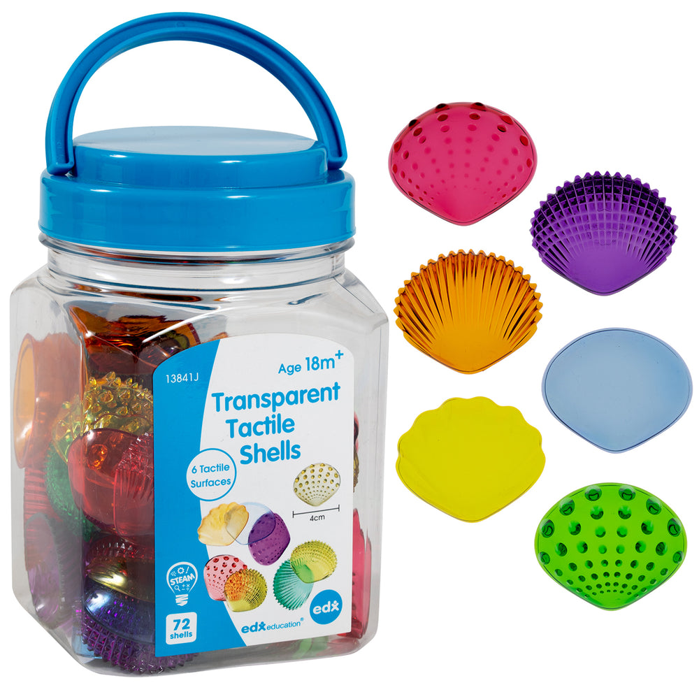 edxeducation Tactile Shells - Transparent - Mini Jar - Set of 72