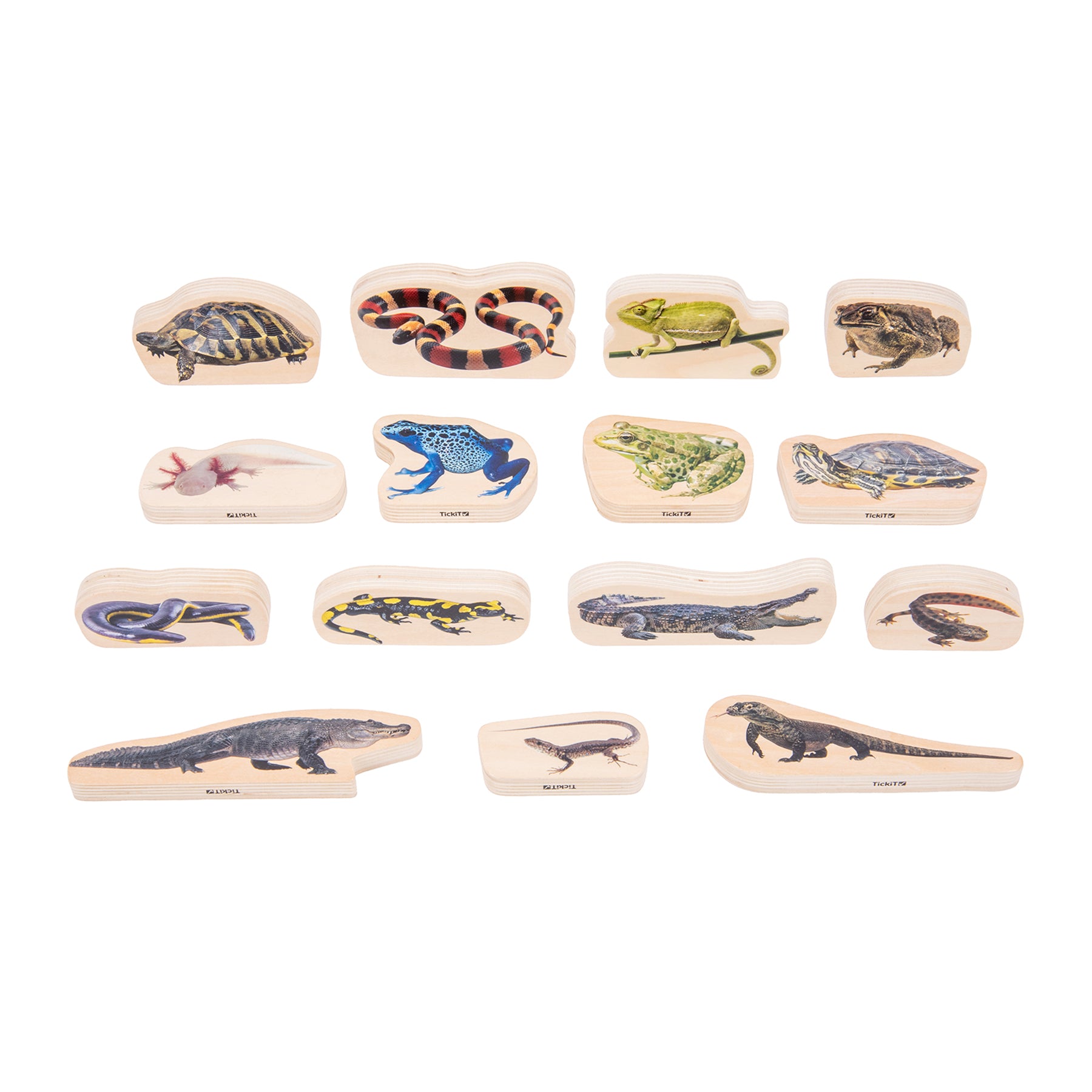 TickiT Wooden Reptile & Amphibian Blocks - 15-Piece Set