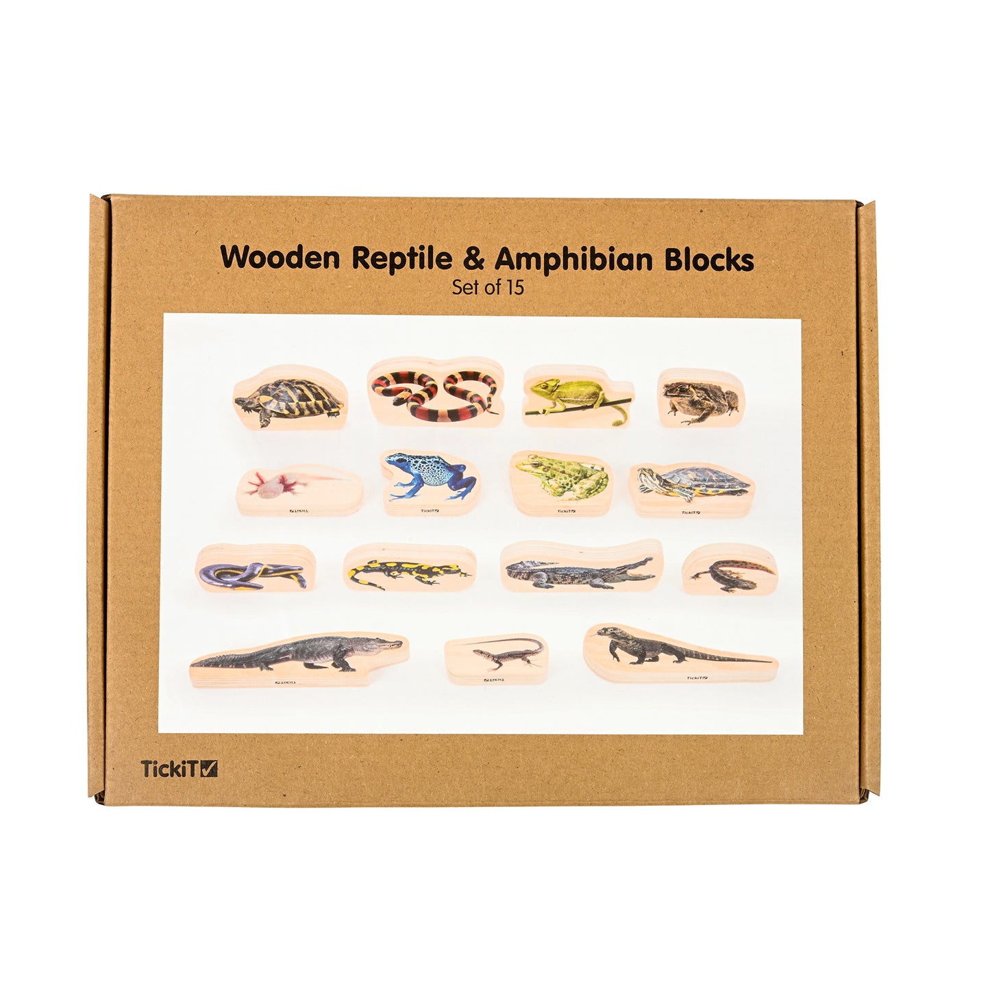 TickiT Wooden Reptile & Amphibian Blocks - 15-Piece Set