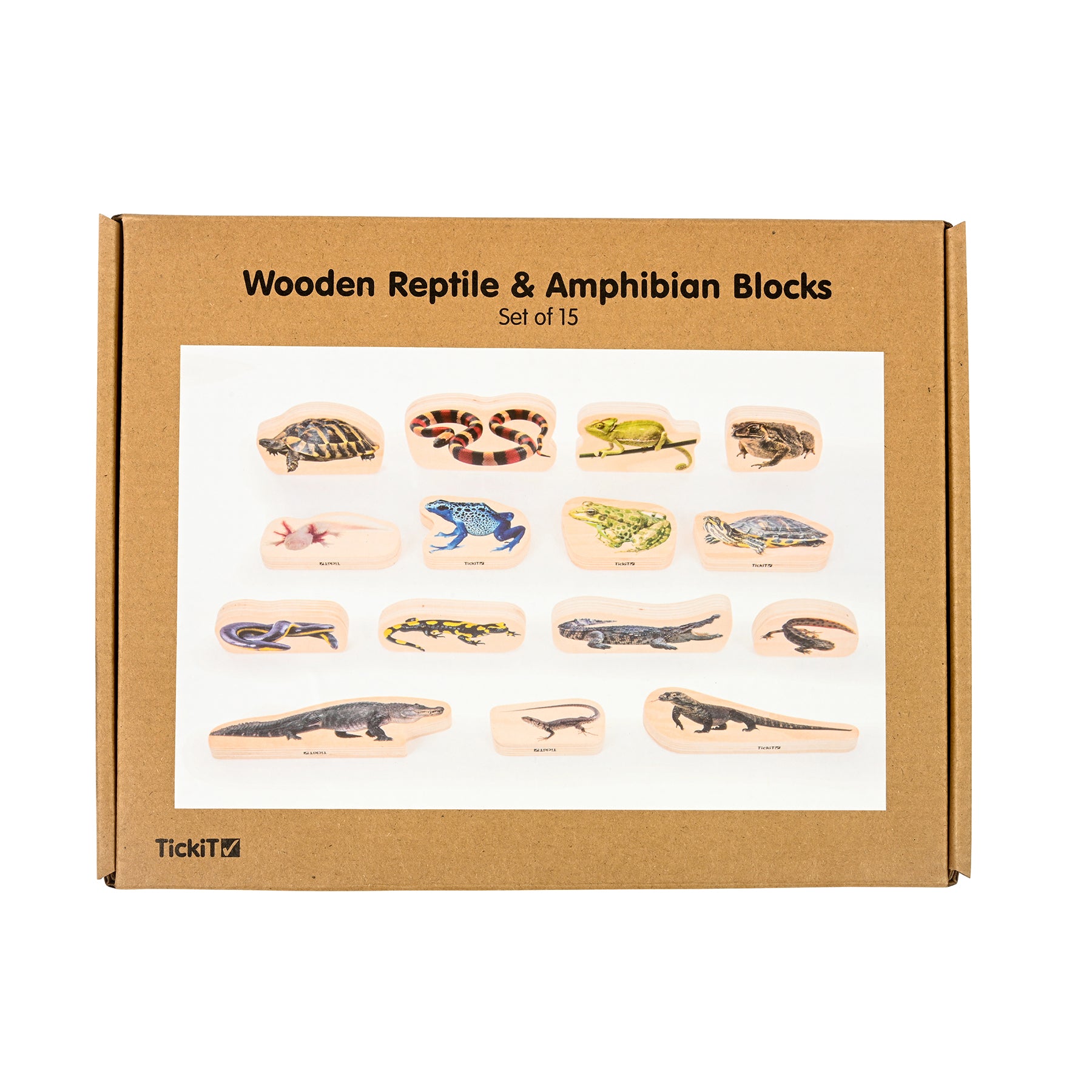 TickiT Wooden Reptile & Amphibian Blocks - 15-Piece Set
