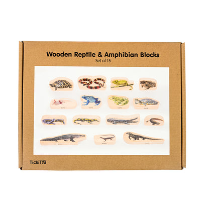 TickiT Wooden Reptile & Amphibian Blocks - 15-Piece Set