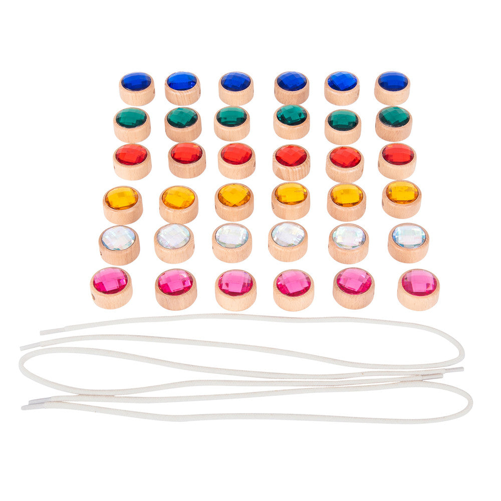 TickiT Wooden Lacing Jewels - Colorful Fine Motor Skill Toy