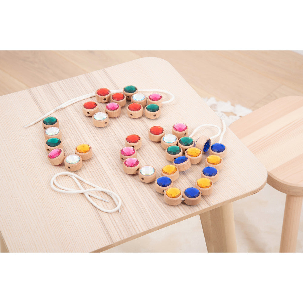 TickiT Wooden Lacing Jewels - Colorful Fine Motor Skill Toy