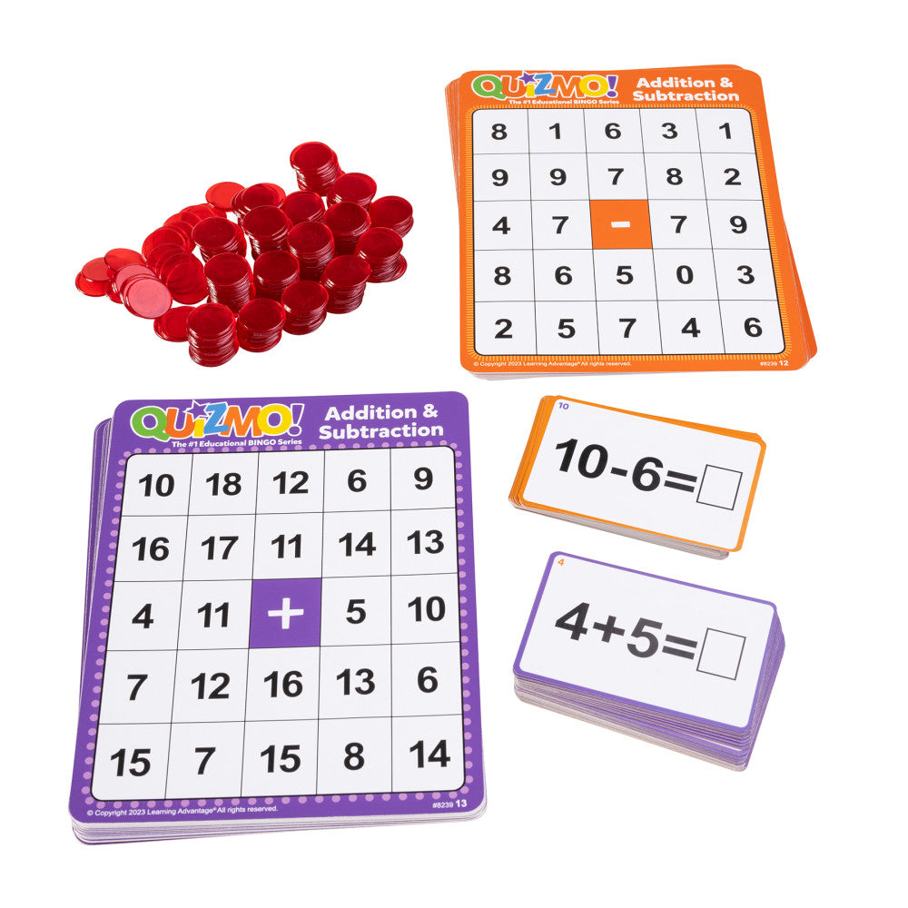 Learning Advantage QUIZMO Math Bingo - Addition & Subtraction Game