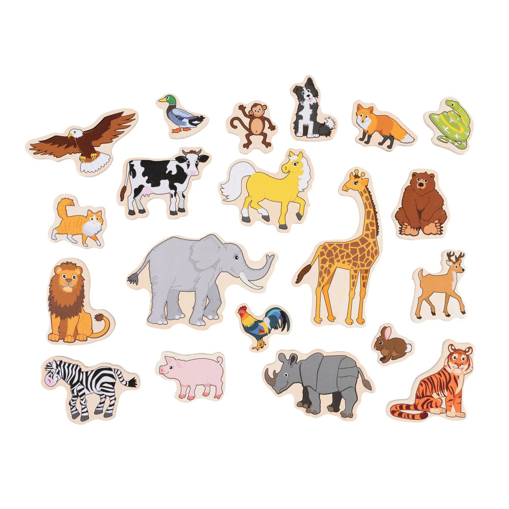 Spark & Wow Colorful Wooden Animal Magnets - Set of 20