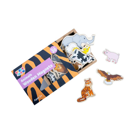 Spark & Wow Colorful Wooden Animal Magnets - Set of 20