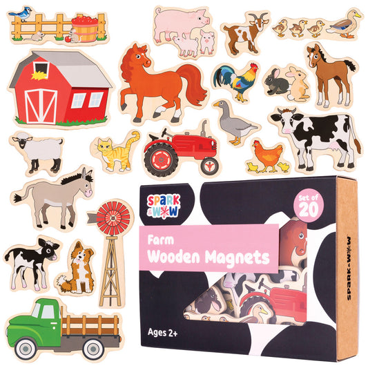 Spark & Wow Beechwood Farm-Themed Magnetic Set - 20 Pieces