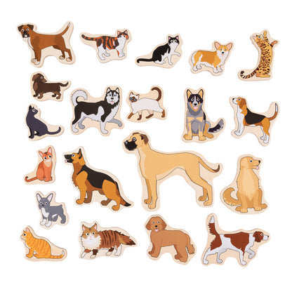 Spark & Wow Wooden Magnets - Cats & Dogs - Vibrant 20-Piece Set