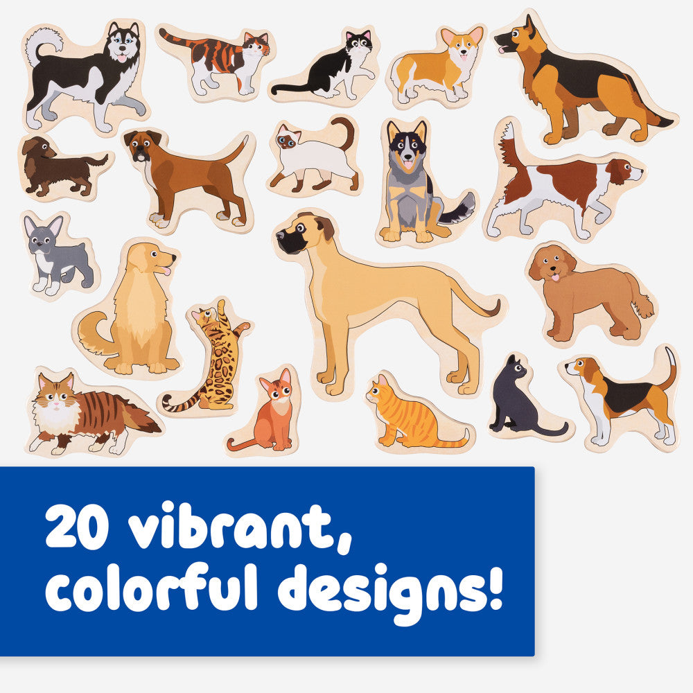 Spark & Wow Wooden Magnets - Cats & Dogs - Vibrant 20-Piece Set