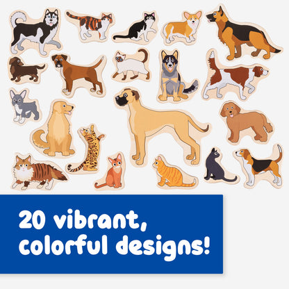 Spark & Wow Wooden Magnets - Cats & Dogs - Vibrant 20-Piece Set