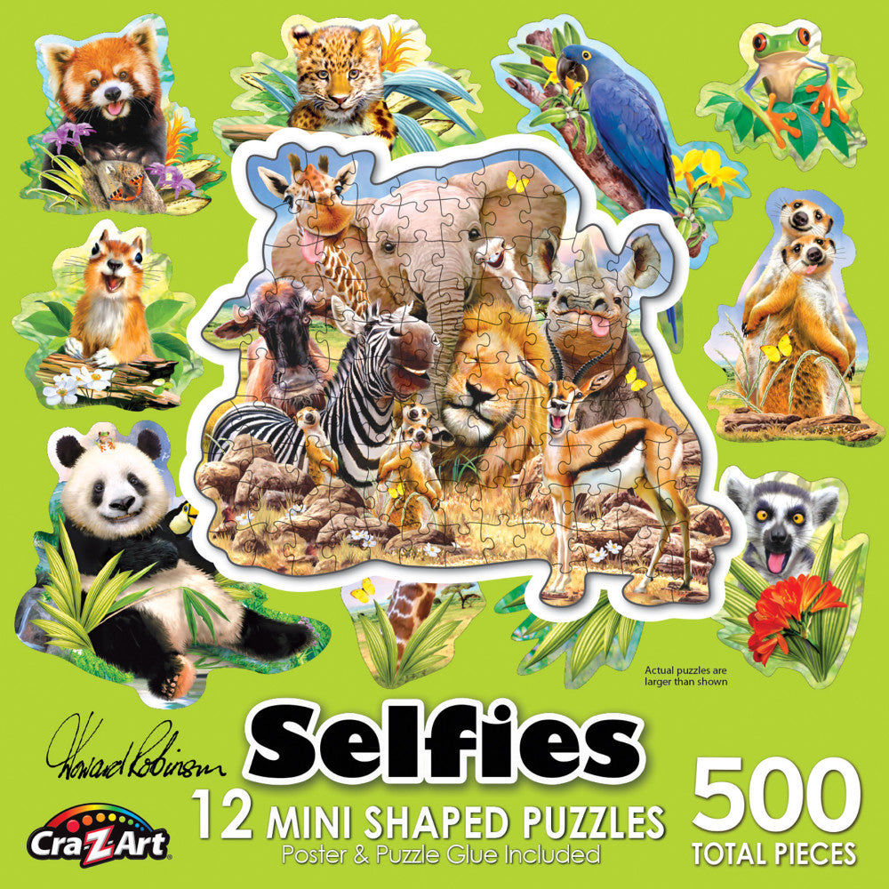 Cra-Z-Art Jungle Selfies 12-Pack Mini Shaped Puzzles