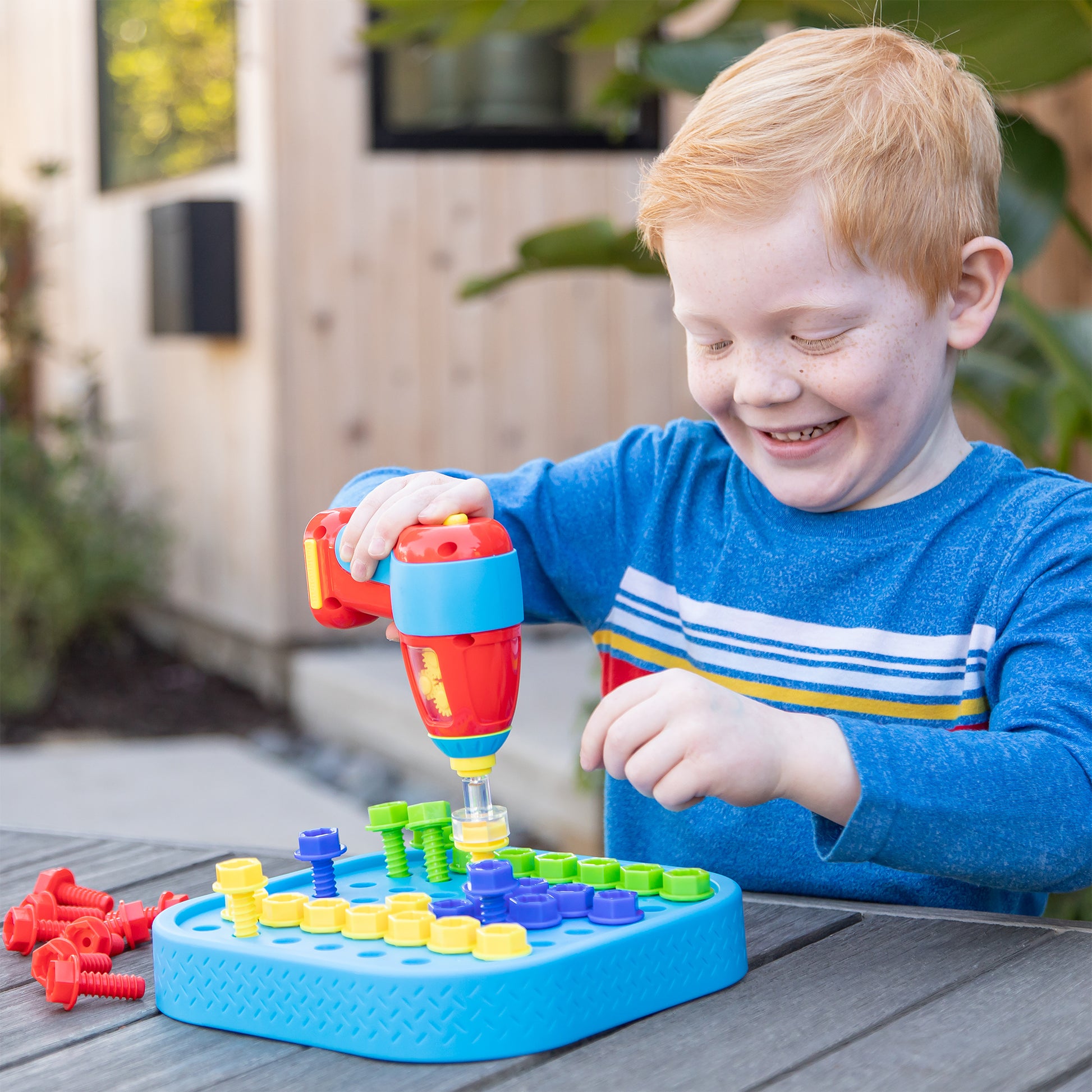 Educational Insights Design & Drill Bolt-It Bucket - Colorful Construction Fun