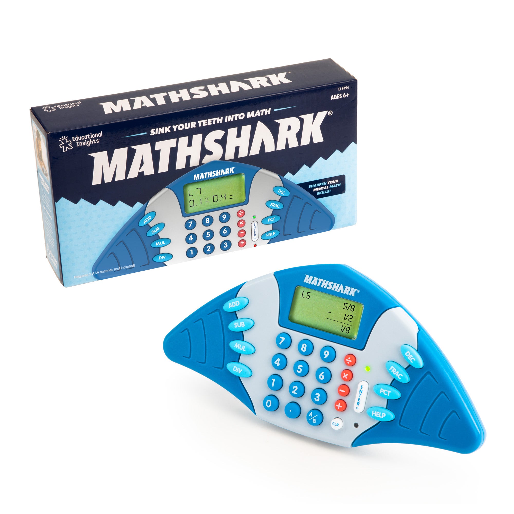 Educational Insights MathShark Handheld Electronic Math Game for Kids ...