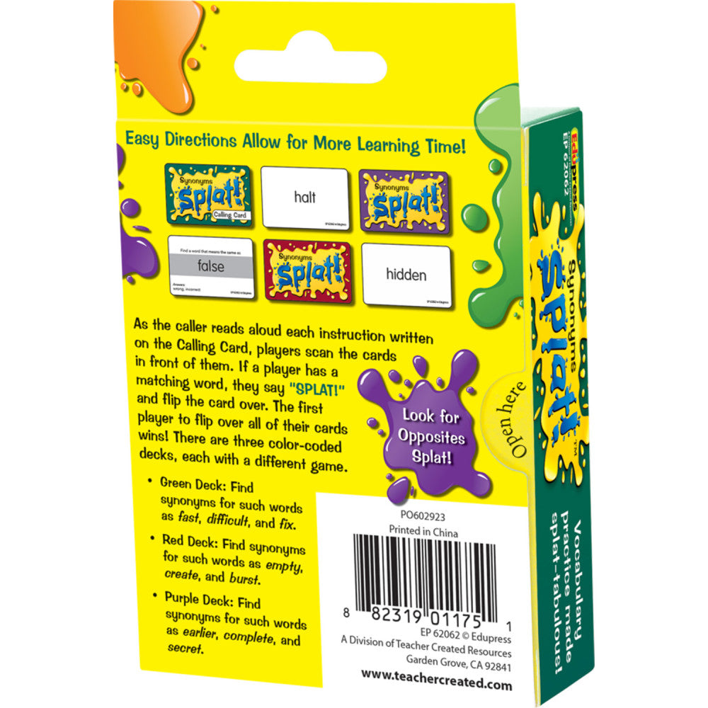 Teacher Created Resources Synonyms Splat Game - Educational Language Toy