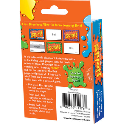 Teacher Created Resources Opposites Splat Game - Fast-Paced Reading Card Game
