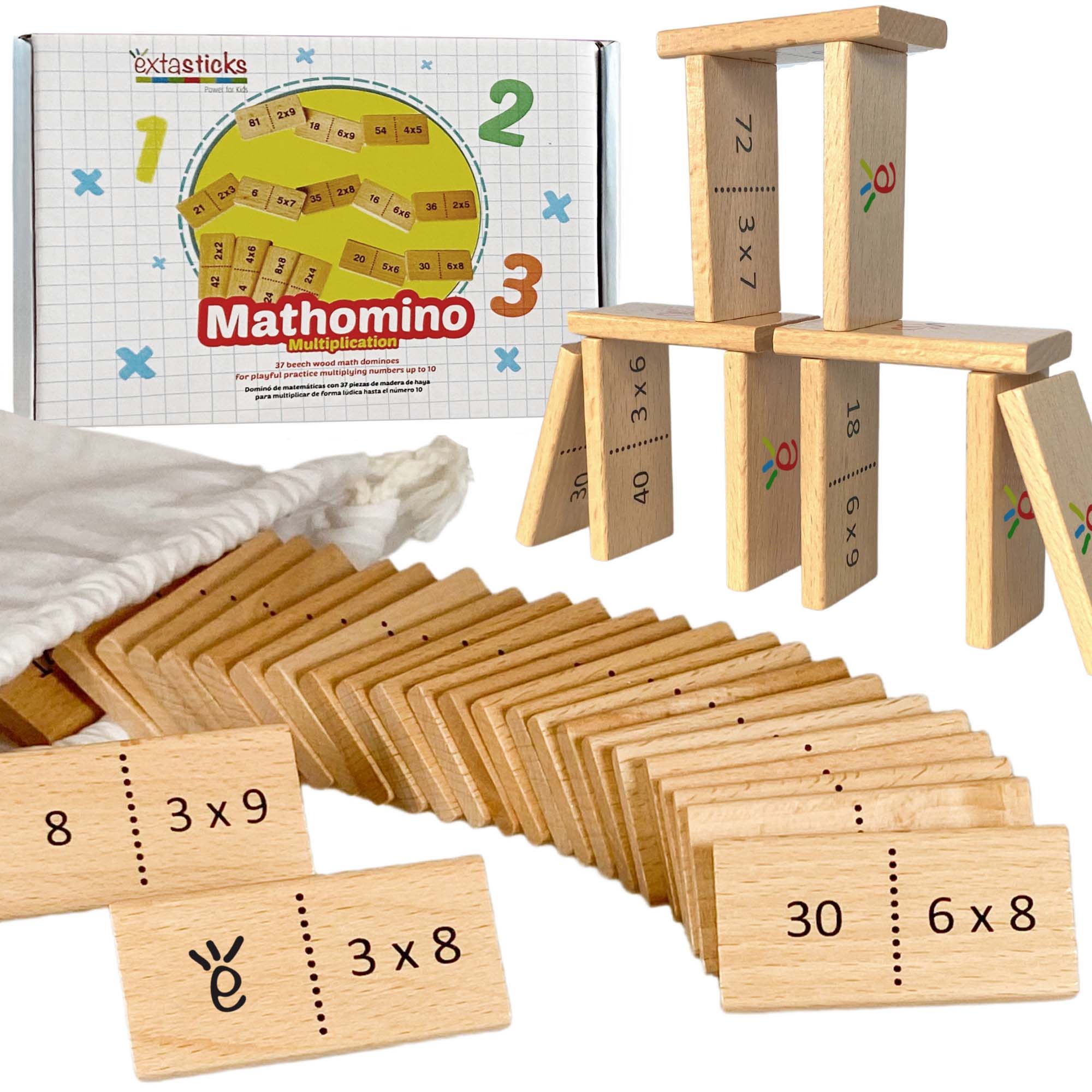 Extasticks Mathomino - Times Tables & Algebra Domino Game – Toys