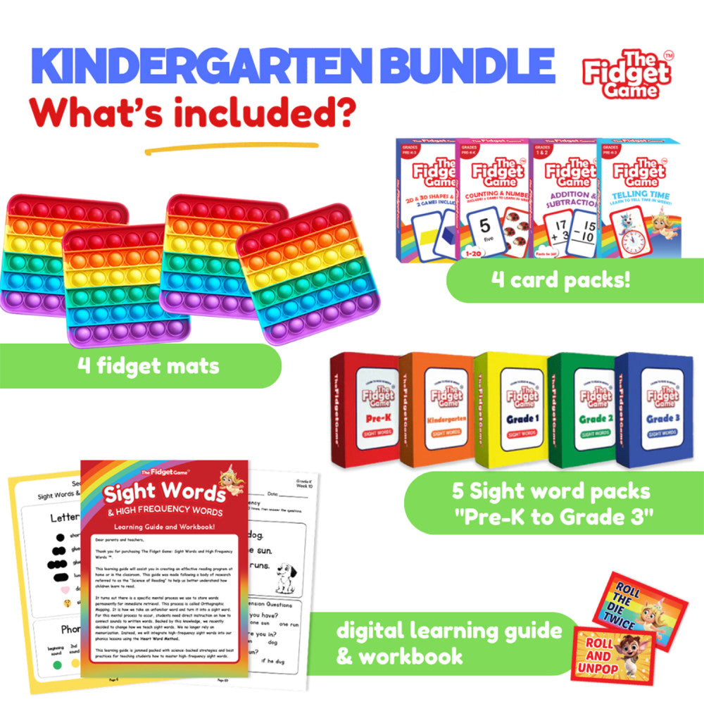 Fidget Game Kindergarten Mastery Learning Bundle - Educational Games