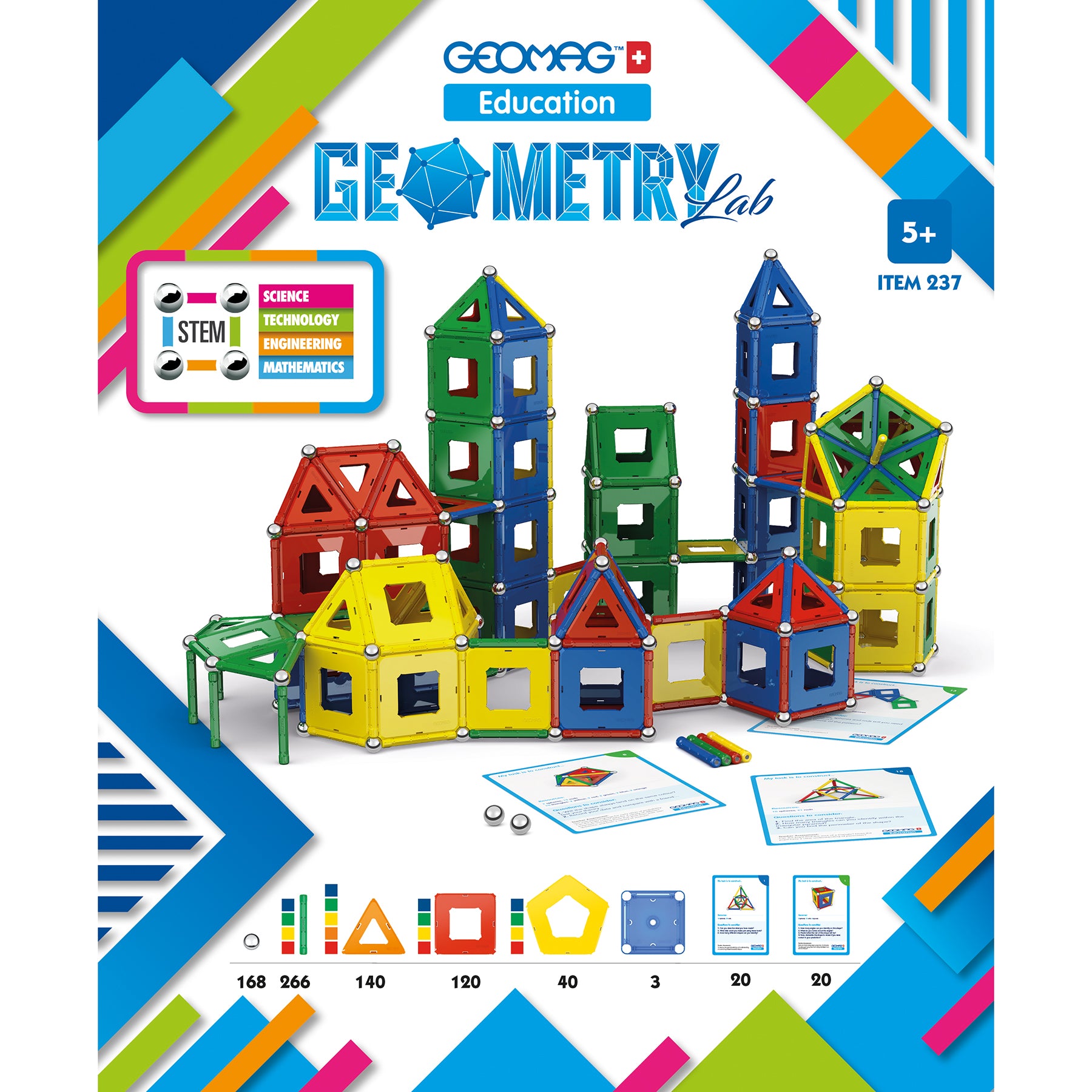 Geomag Geometry Lab Recycled Set - 737 Pieces - Vibrant STEM Learning