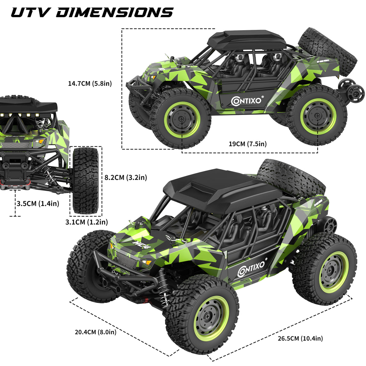Contixo HC4 Dominator 1:16 Scale RC Offroad 4WD UTV Monster Truck - Green