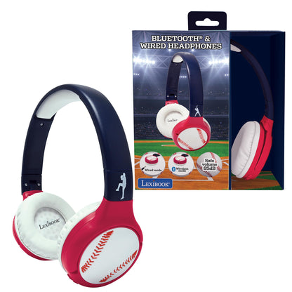 LEXiBOOK Baseball 2-in-1 Foldable Headphones - Bluetooth & Wired Options