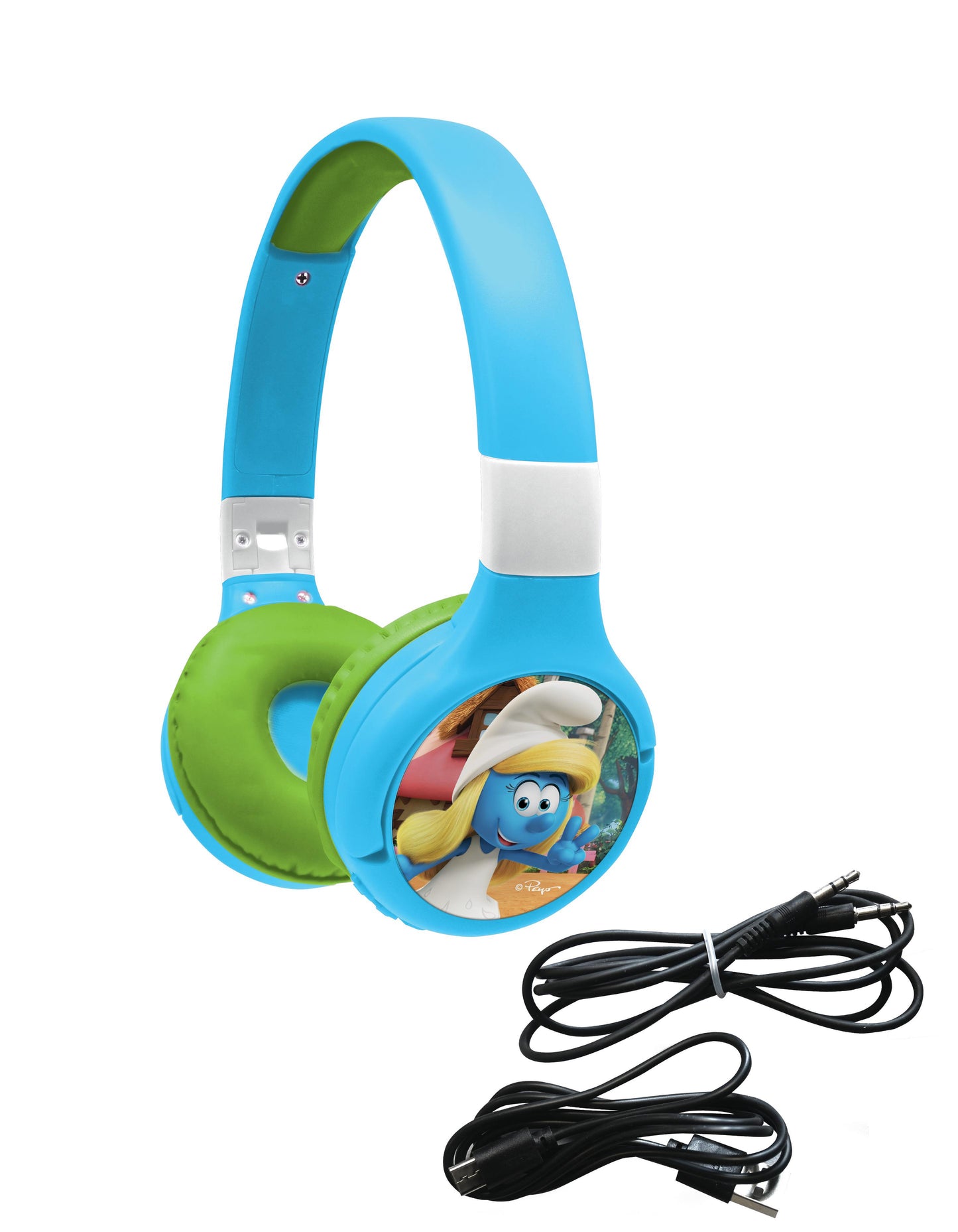 Smurfs-Themed 2-in-1 Bluetooth & Wired Foldable Headphones - Kid-Safe Volume