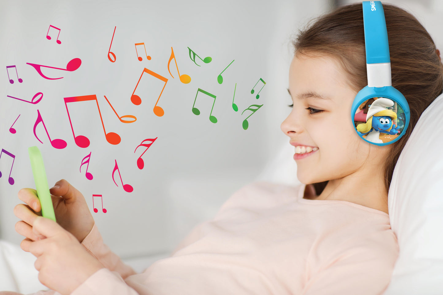 Smurfs-Themed 2-in-1 Bluetooth & Wired Foldable Headphones - Kid-Safe Volume