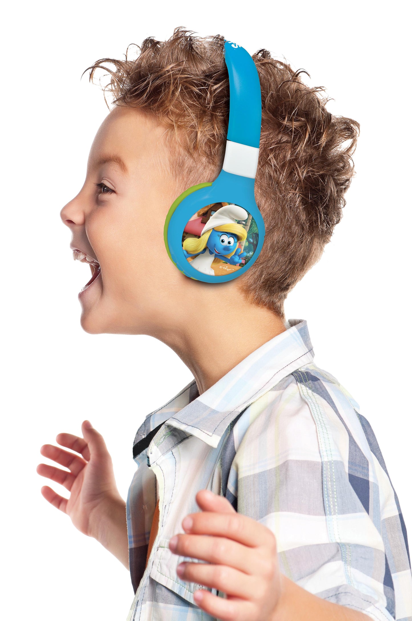 Smurfs-Themed 2-in-1 Bluetooth & Wired Foldable Headphones - Kid-Safe Volume