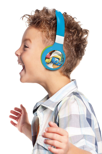 Smurfs-Themed 2-in-1 Bluetooth & Wired Foldable Headphones - Kid-Safe Volume