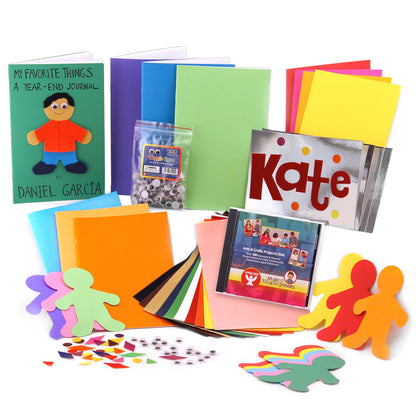 Hygloss Create-A-Story Book Treasure Box with 25 Blank Books and Craft Supplies