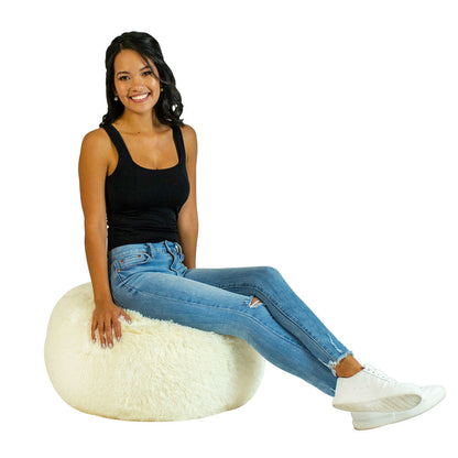 AirCandy Mongolian Faux Fur Inflatable Ottoman