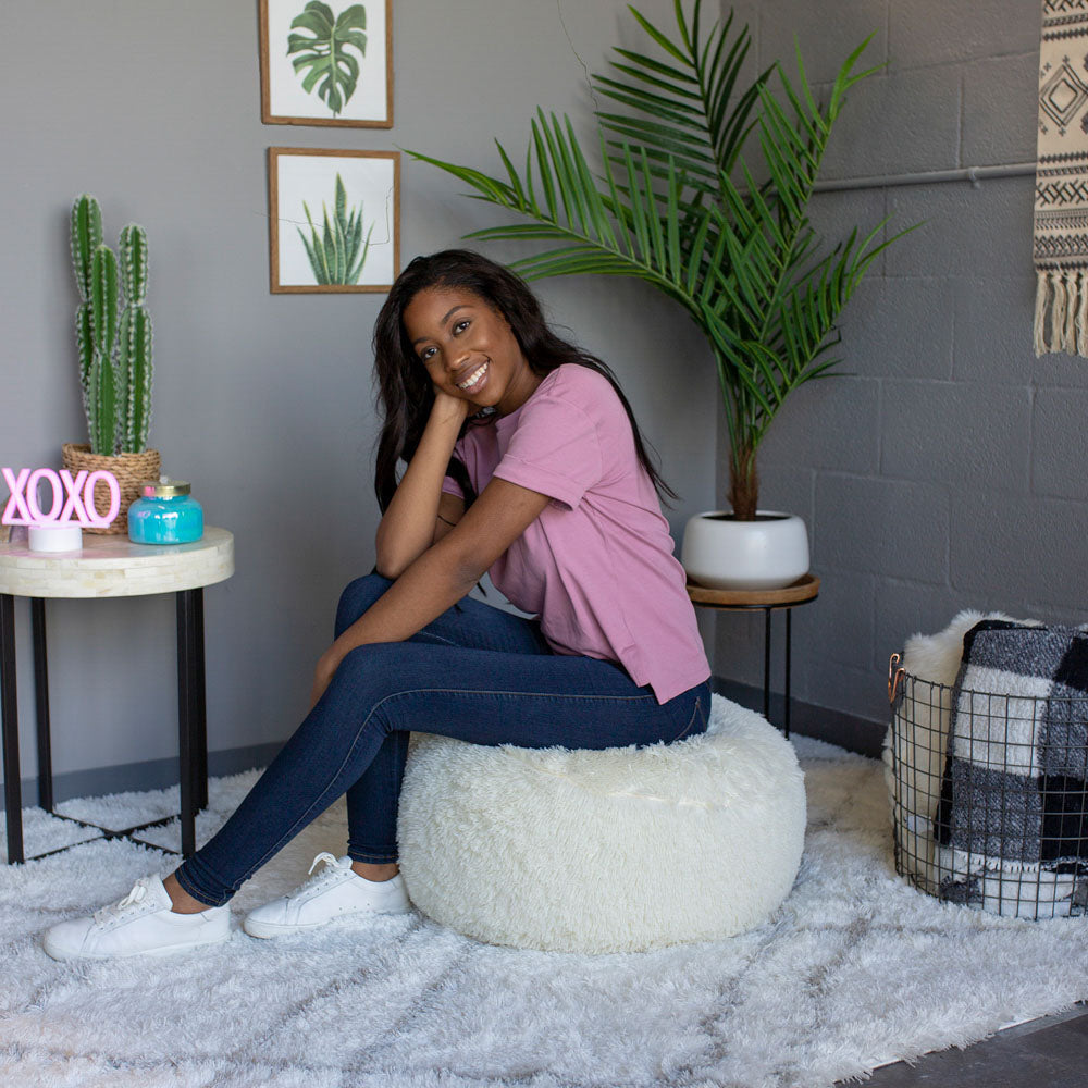 AirCandy Mongolian Faux Fur Inflatable Ottoman