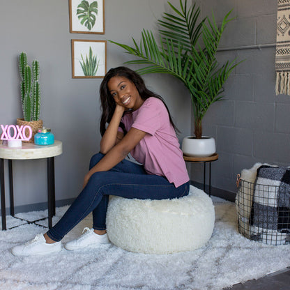 AirCandy Mongolian Faux Fur Inflatable Ottoman