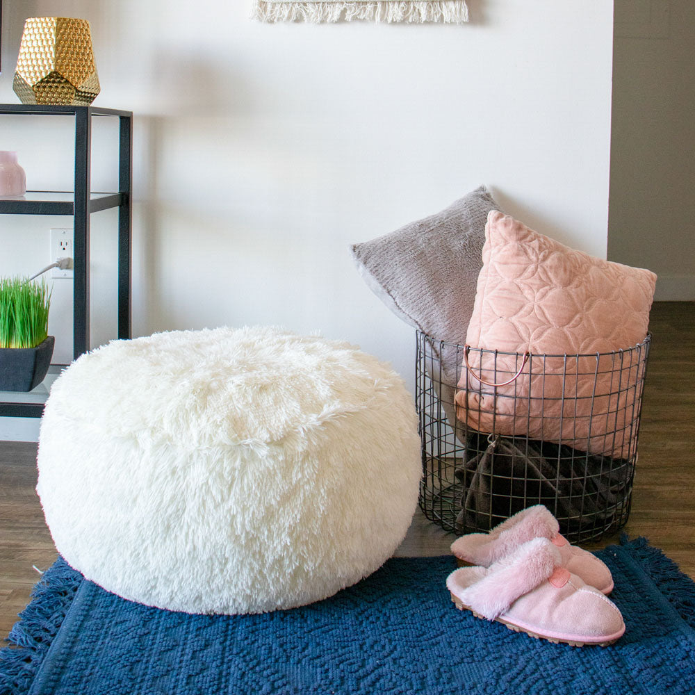 AirCandy Mongolian Faux Fur Inflatable Ottoman