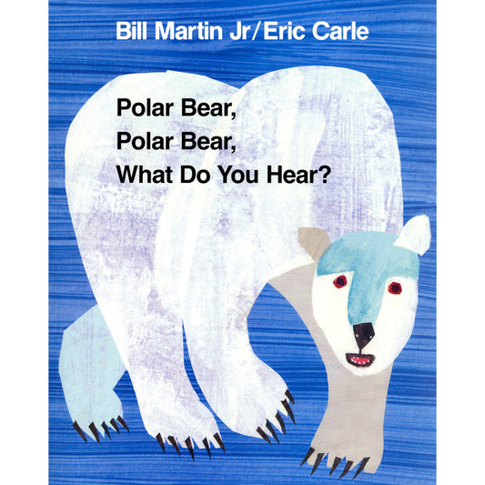 Polar Bear, Polar Bear What Do You Hear? Big Book cover featuring a white polar bear and blue-faced animal on blue ba...