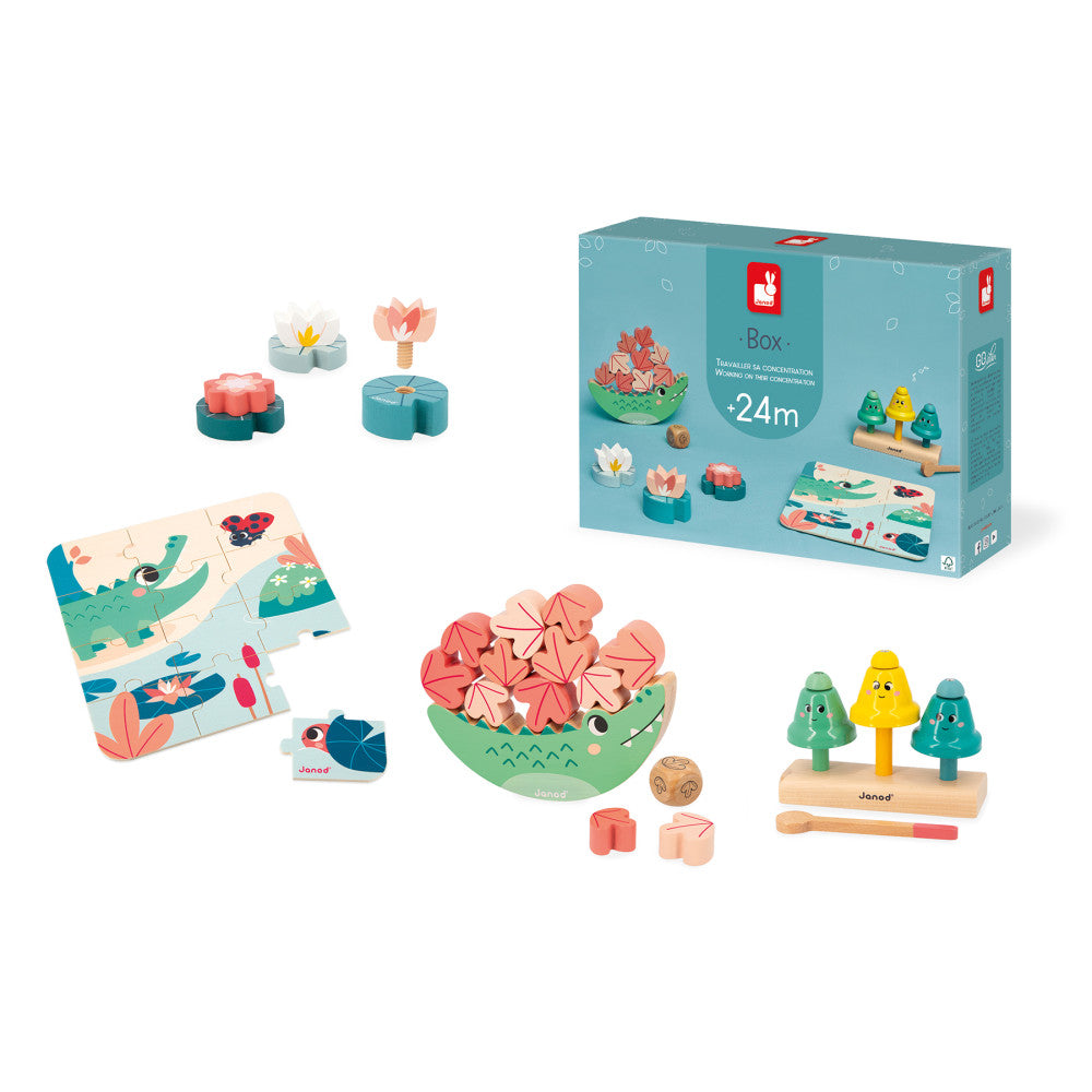 Janod Playful Discovery Toy Box – 4 Exciting Toys for 24-Month-Olds