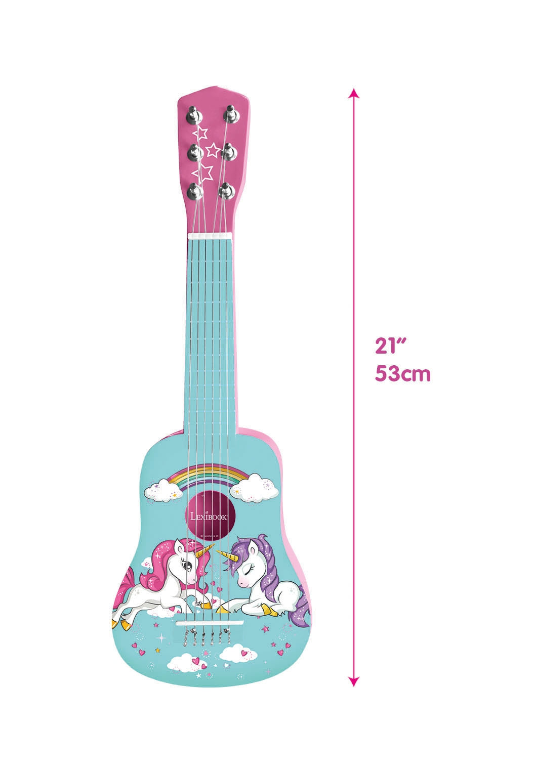 Melody Magic 21-Inch Unicorn Wooden Guitar for Kids